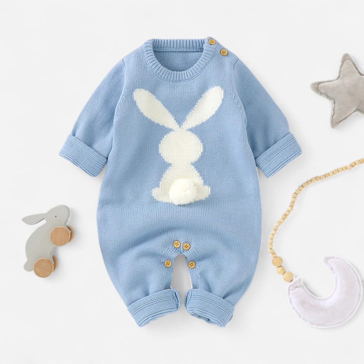 Combinaison Bébé Lapin Bleu Laine