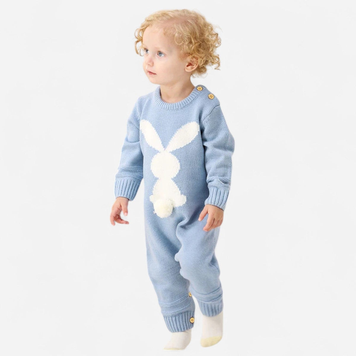 Combinaison Bébé Lapin Bleu Laine