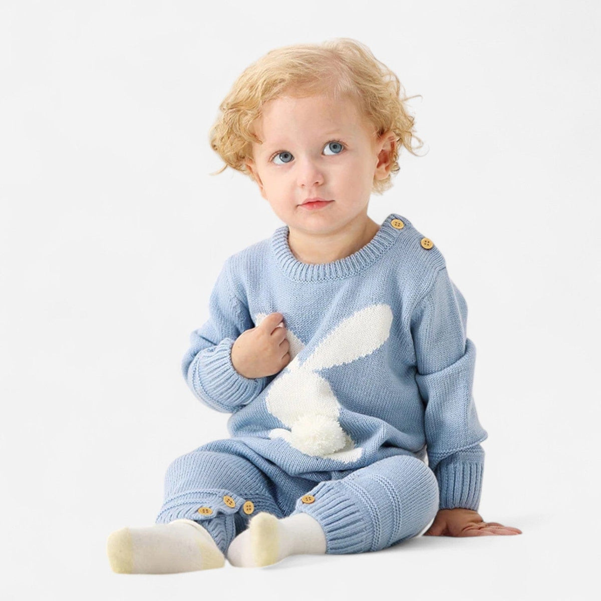 Combinaison Bébé Lapin Bleu Laine