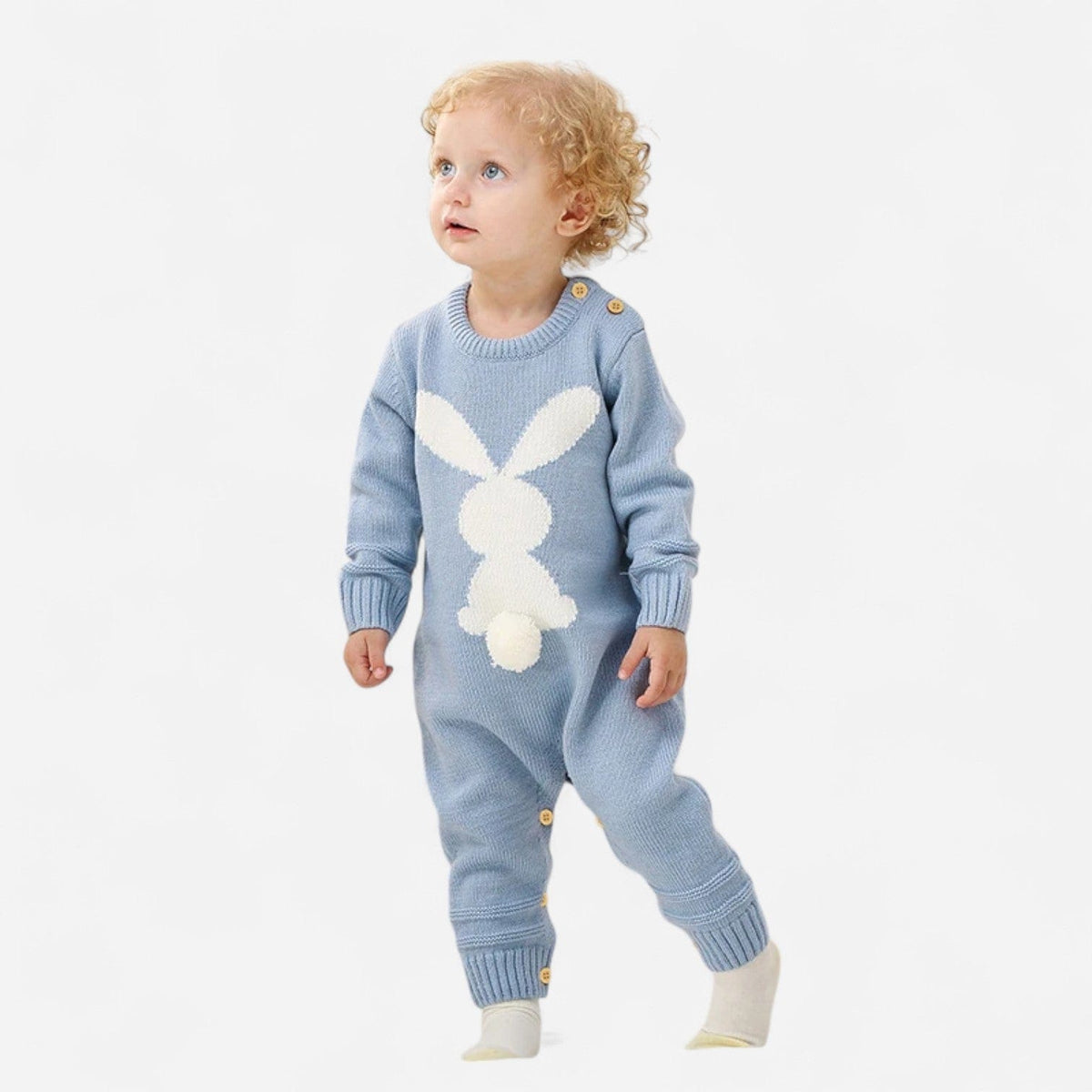 Combinaison Bébé Lapin Bleu Laine