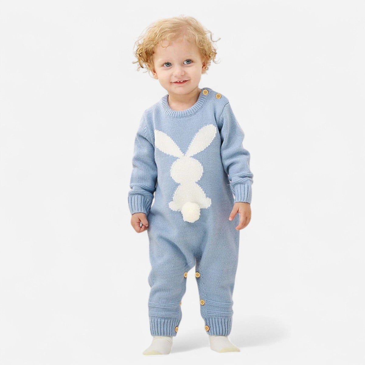 Combinaison Bébé Lapin Bleu Laine