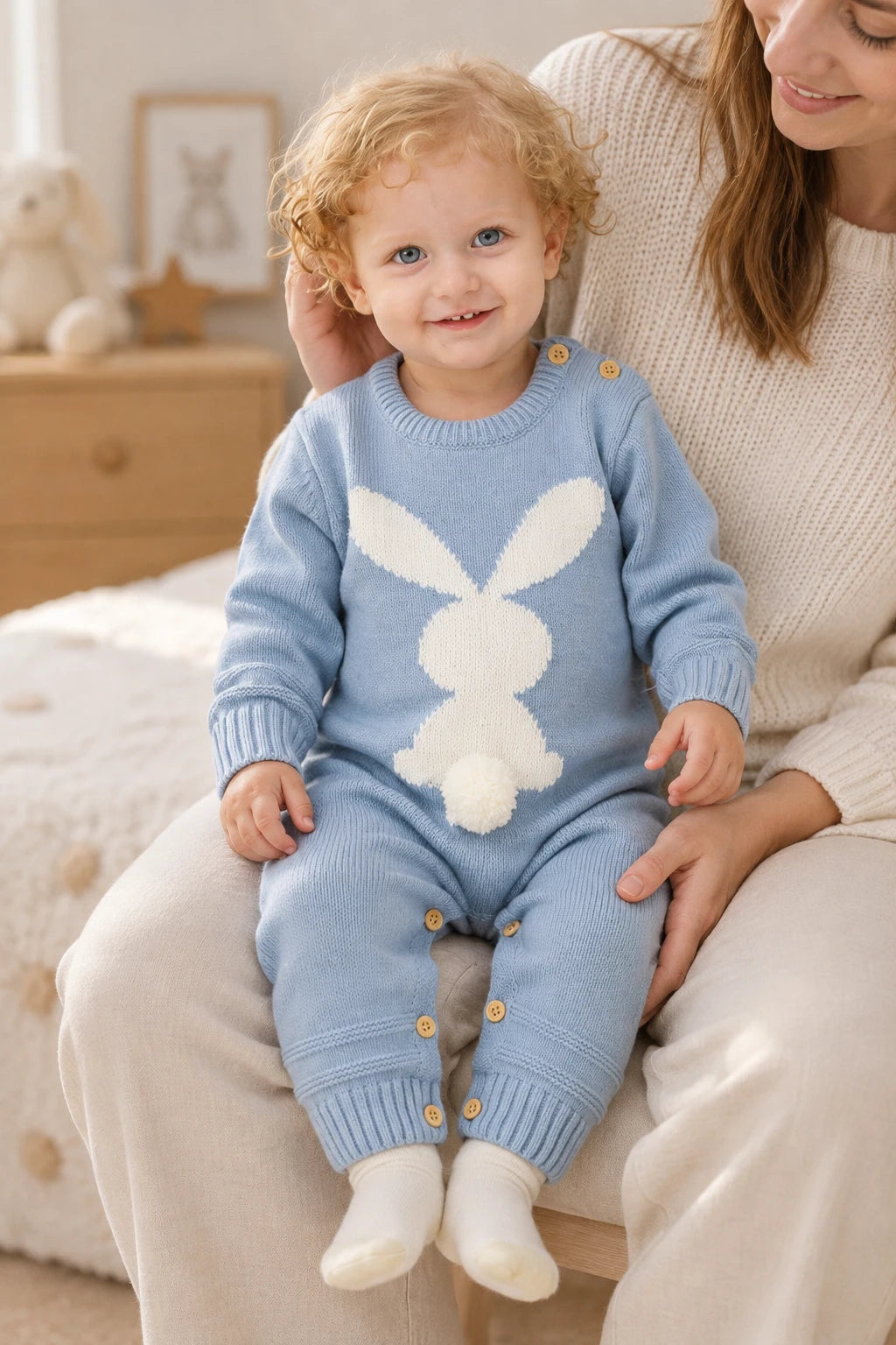 Combinaison Bébé Lapin Bleu Laine