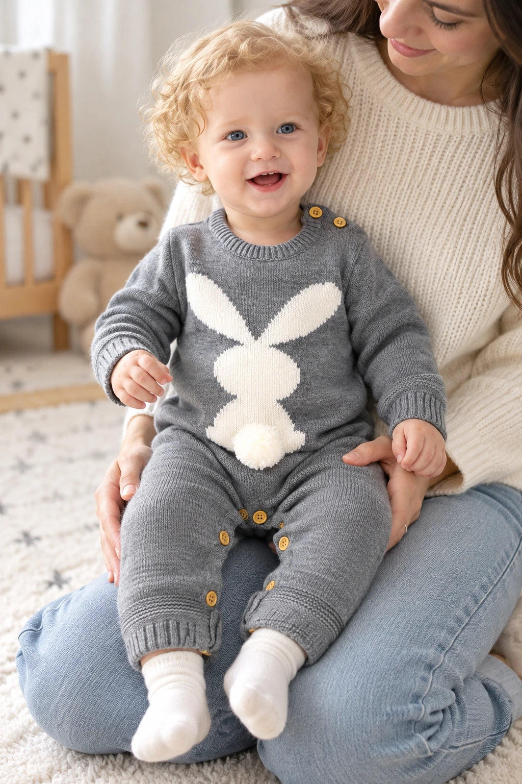 Combinaison Bébé Lapin Noir Laine