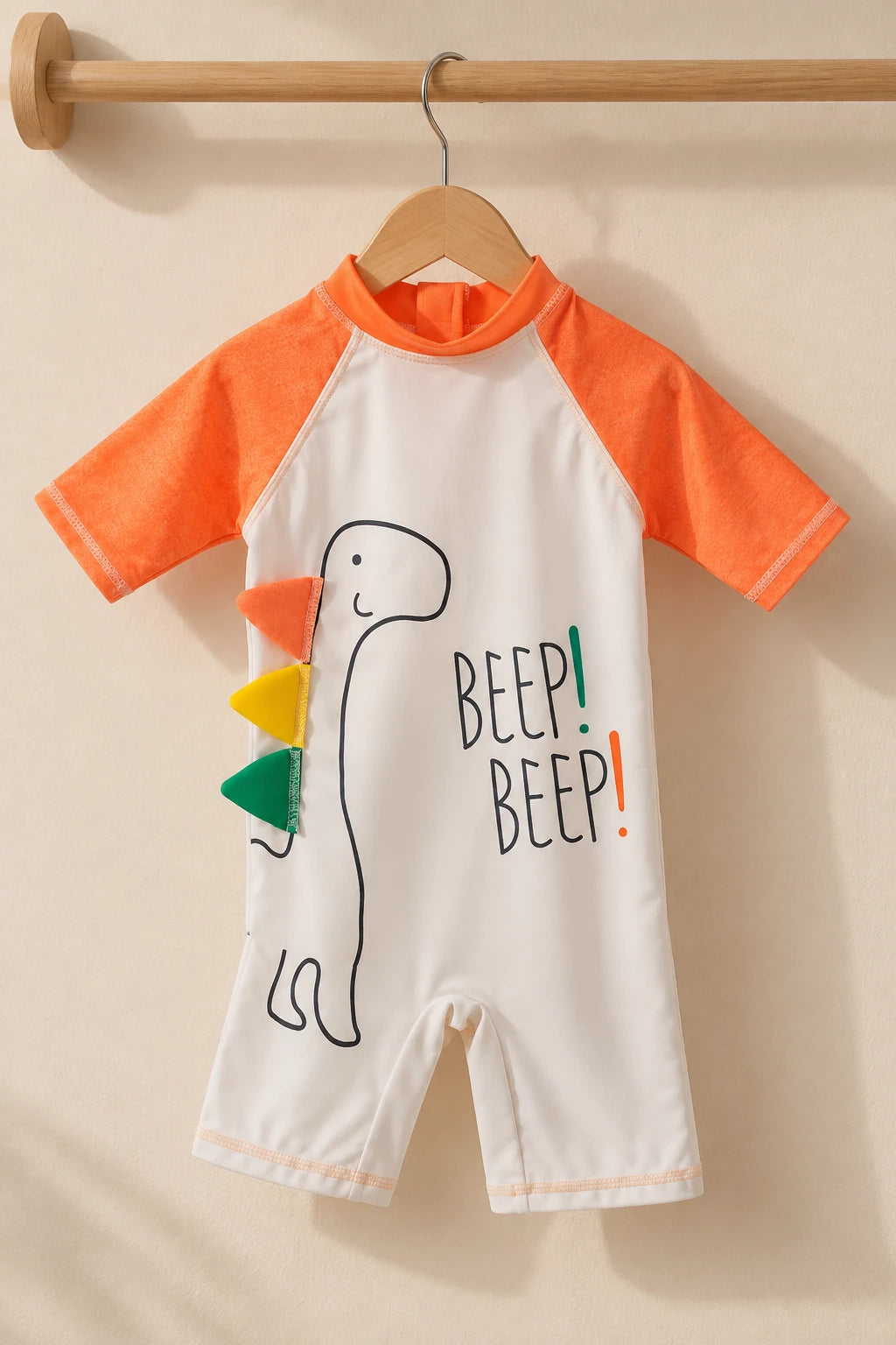 Combinaison Bebe Nageur - Dinosaure Orange