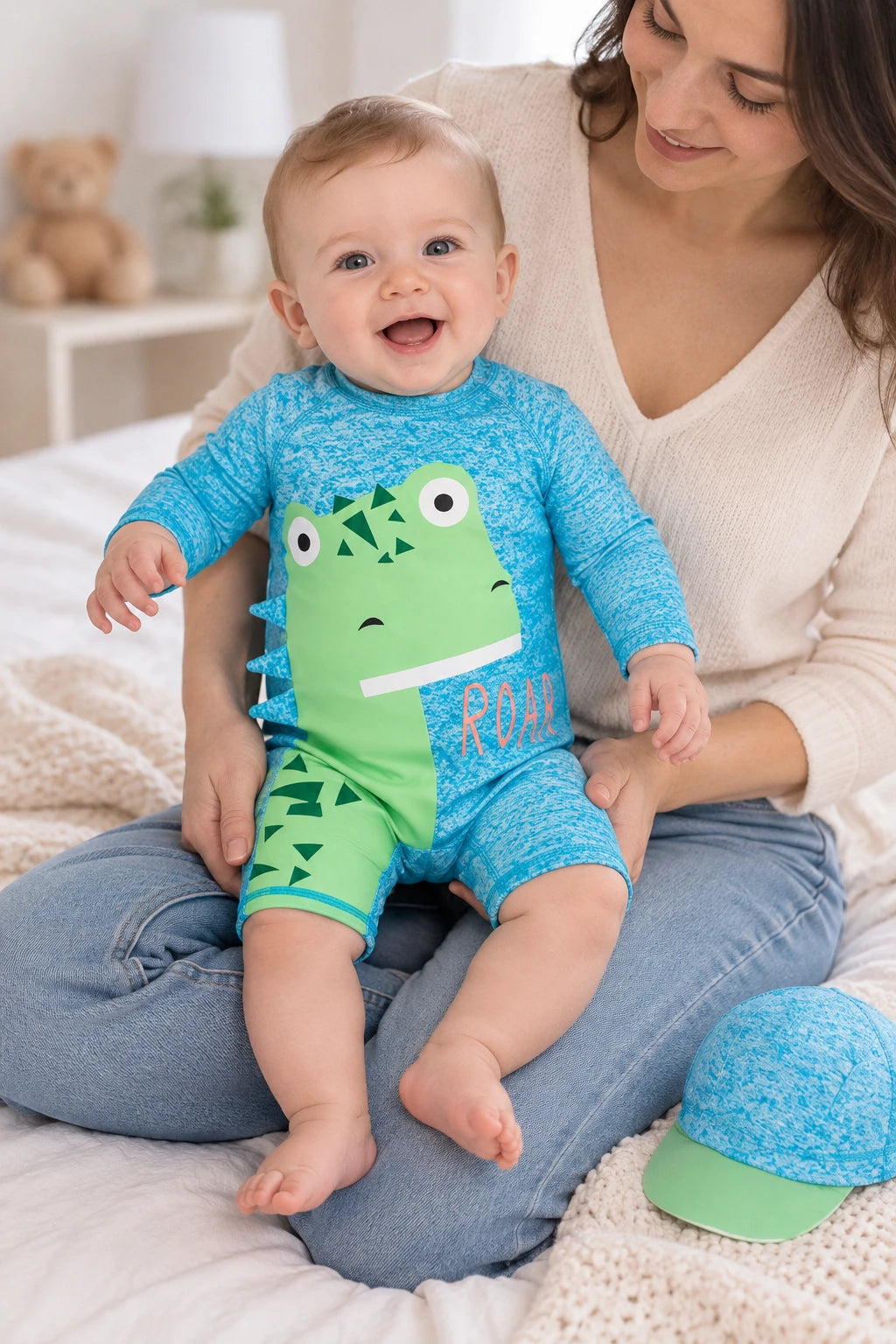Combinaison Bebe Nageur - Dinosaure Vert