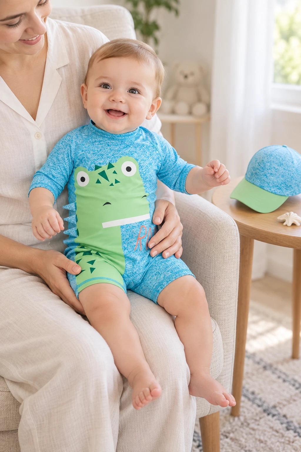 Combinaison Bebe Nageur - Dinosaure Vert