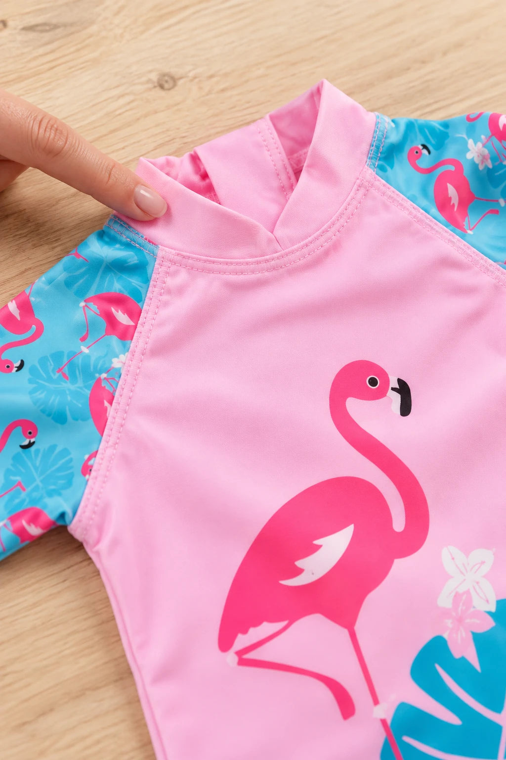 Combinaison Bebe Nageur - Flamant Rose à Feuille