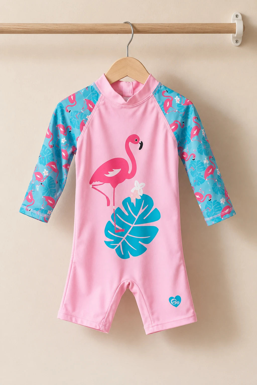 Combinaison Bebe Nageur - Flamant Rose à Feuille