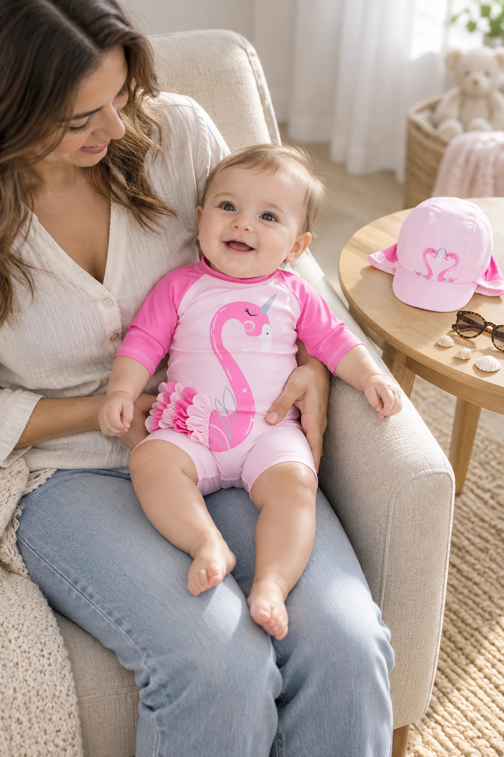 Combinaison Bebe Nageur - Flamant Rose