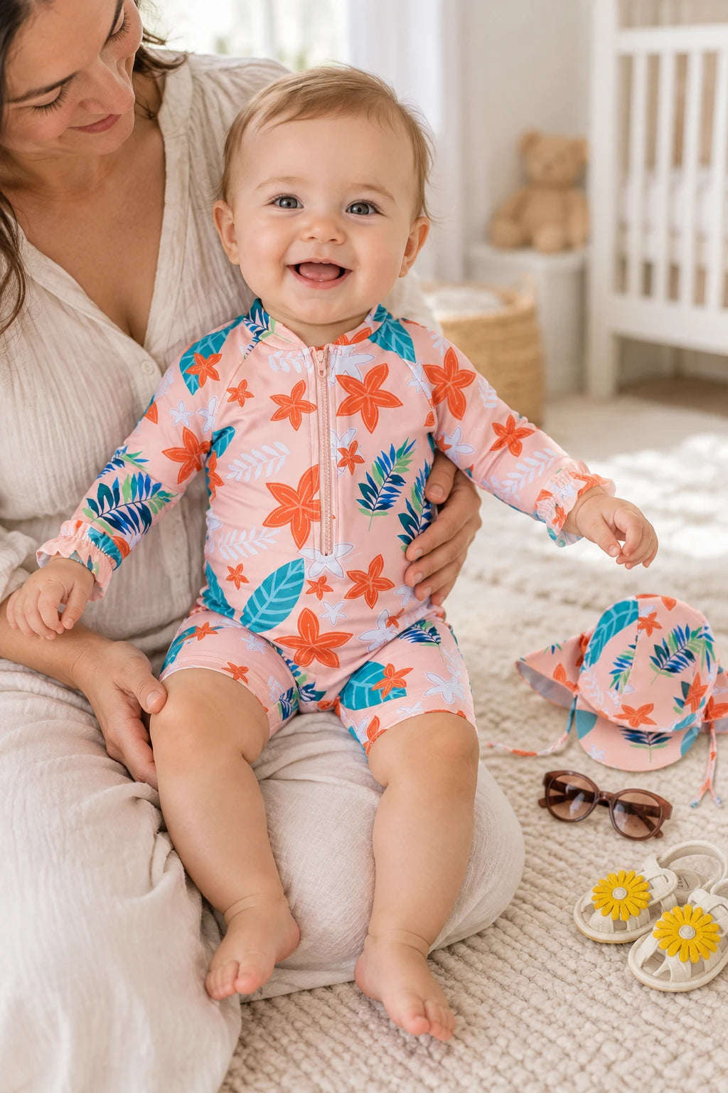 Combinaison Bebe Nageur - Fleurs