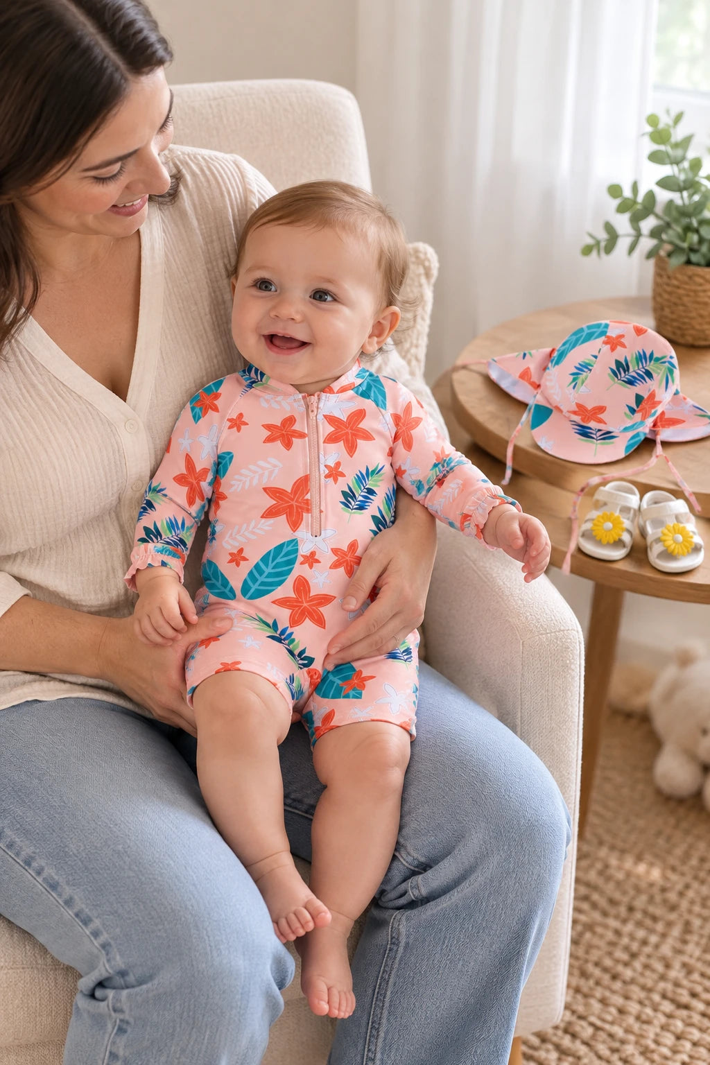 Combinaison Bebe Nageur - Fleurs