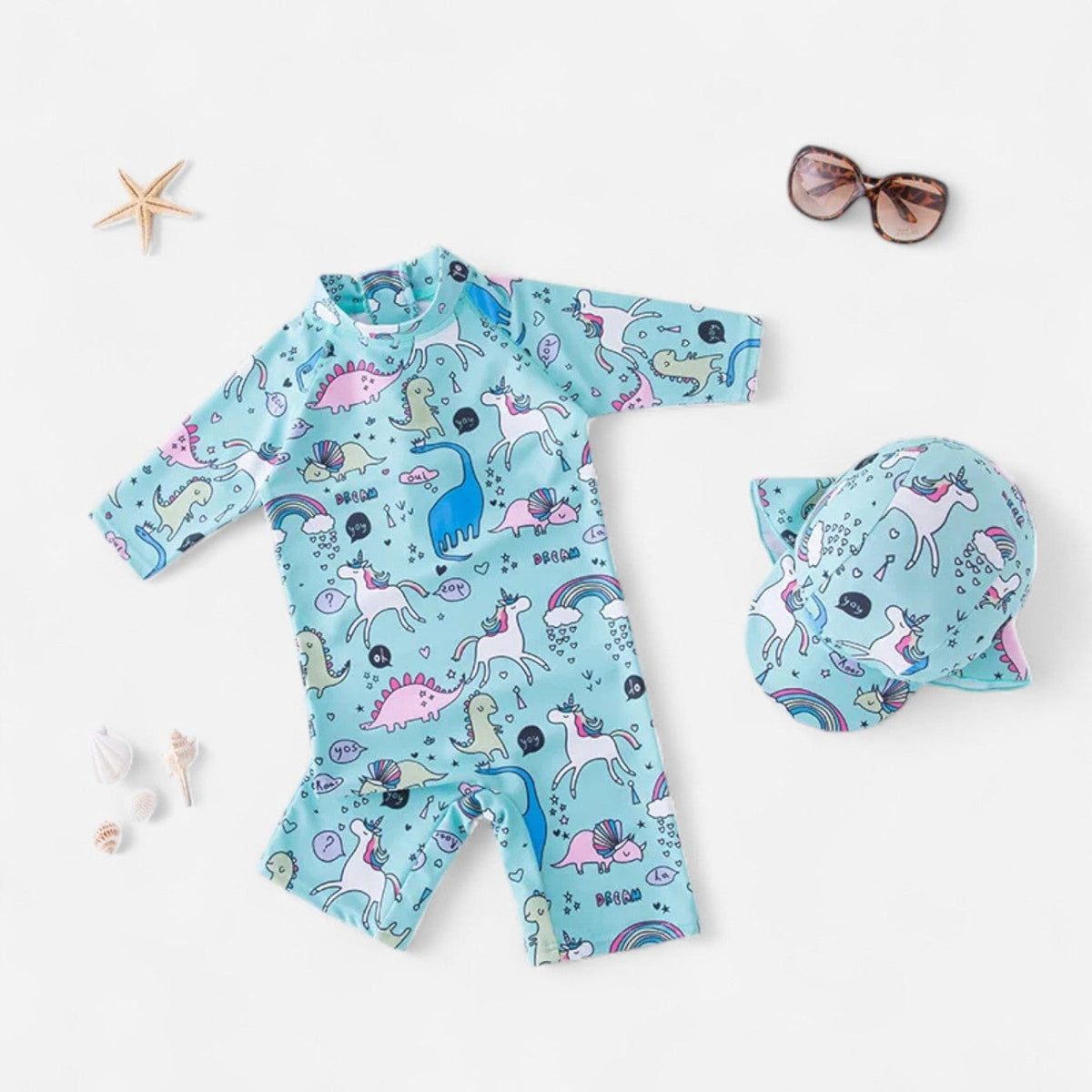 Combinaison Bebe Nageur - Licorne Bleu