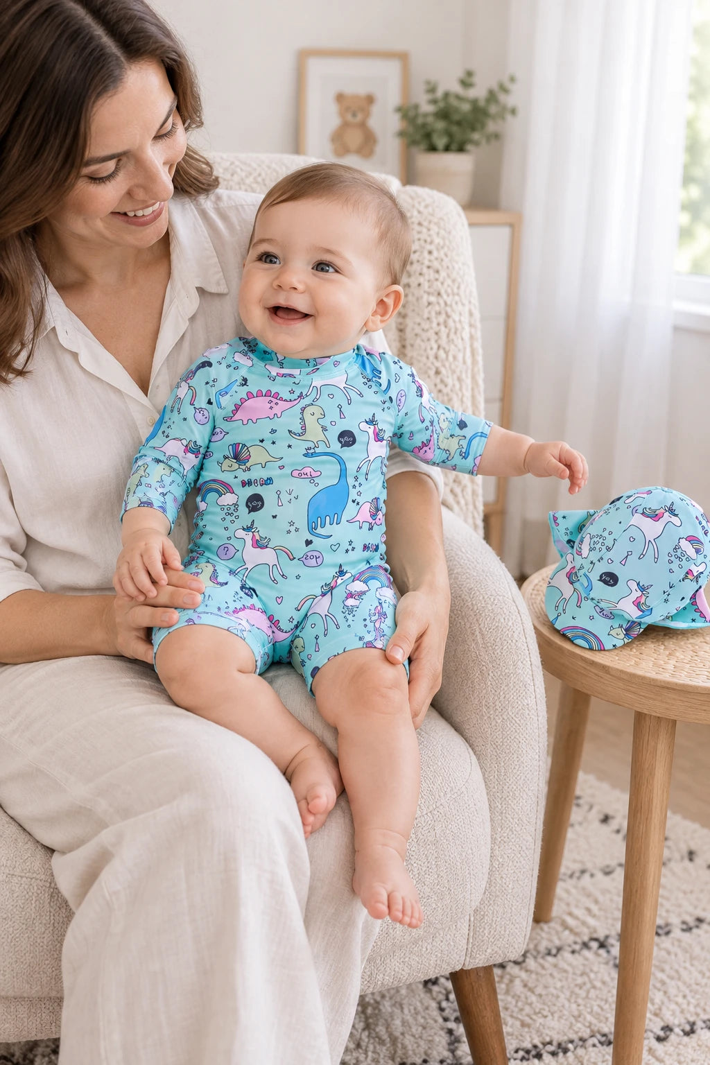 Combinaison Bebe Nageur - Licorne Bleu