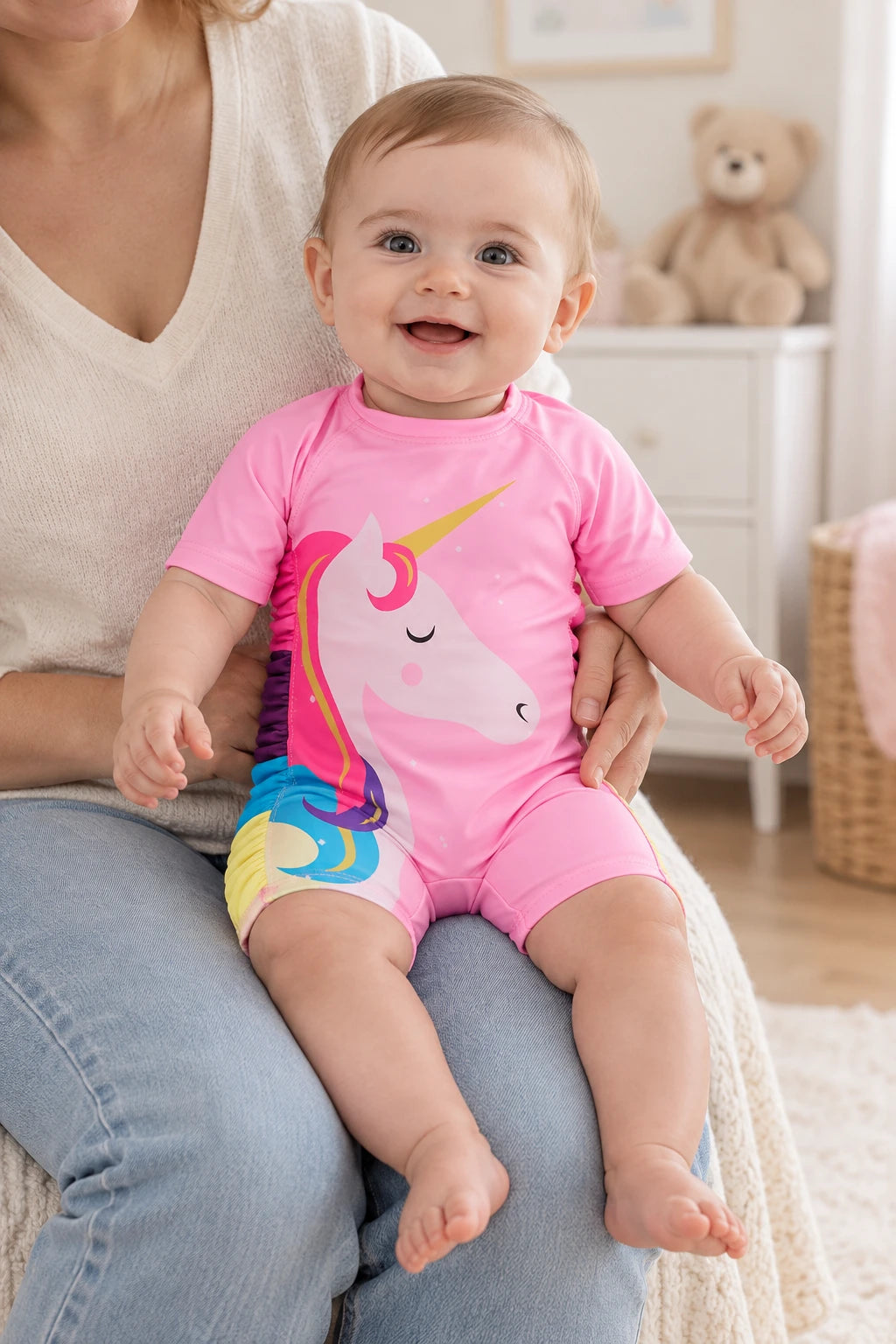Combinaison Bebe Nageur - Licorne Rose