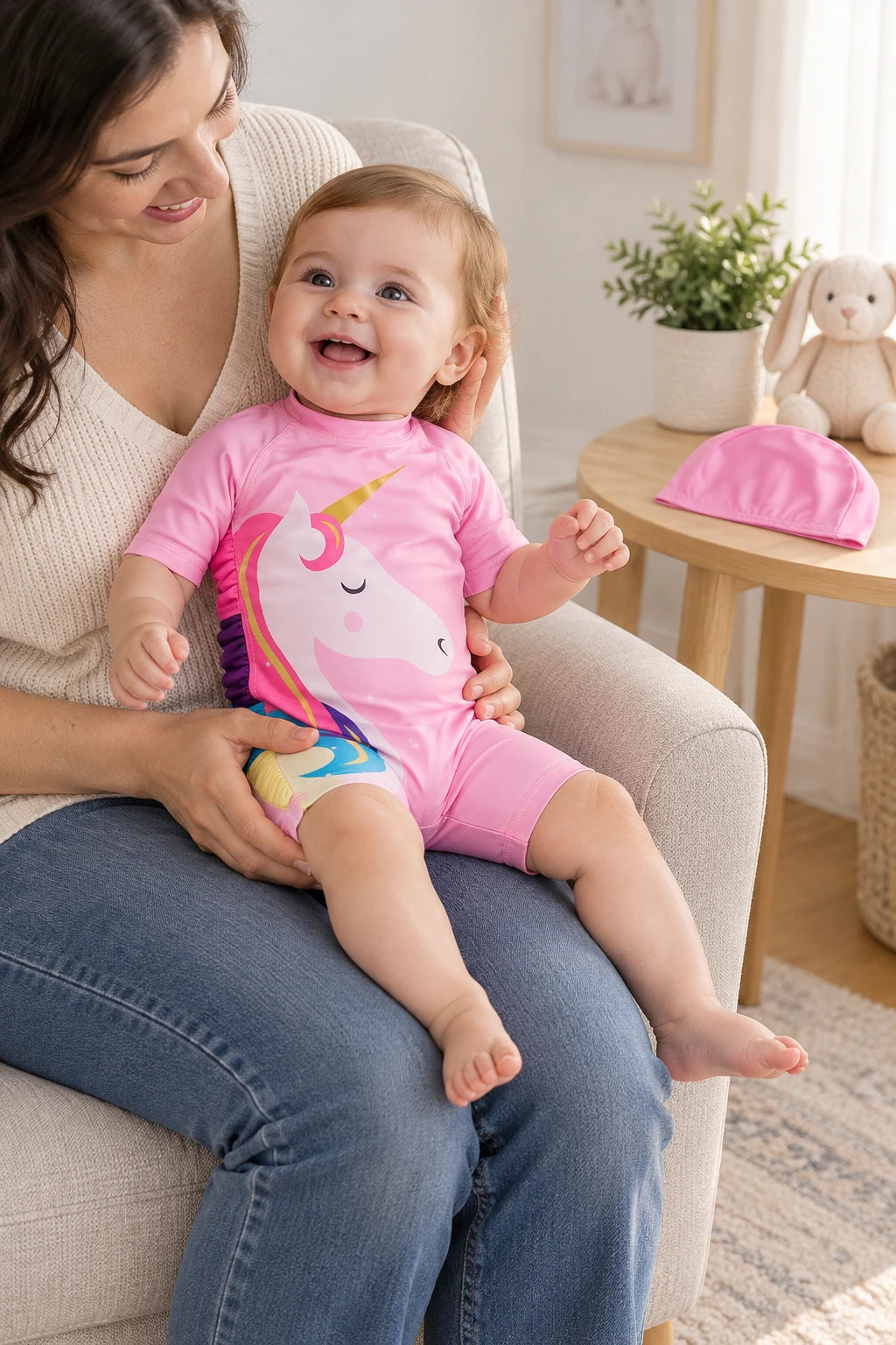 Combinaison Bebe Nageur - Licorne Rose