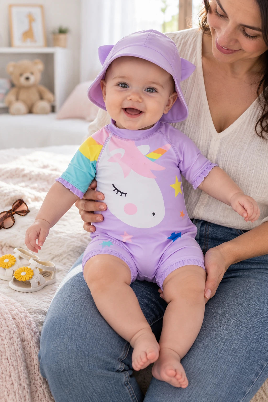 Combinaison Bebe Nageur - Licorne Violet