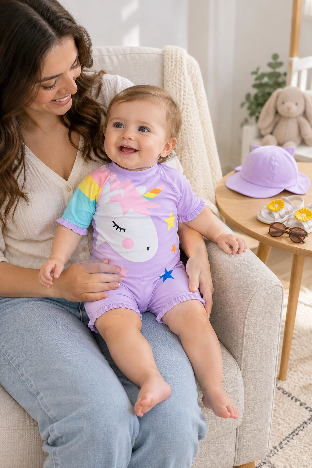 Combinaison Bebe Nageur - Licorne Violet