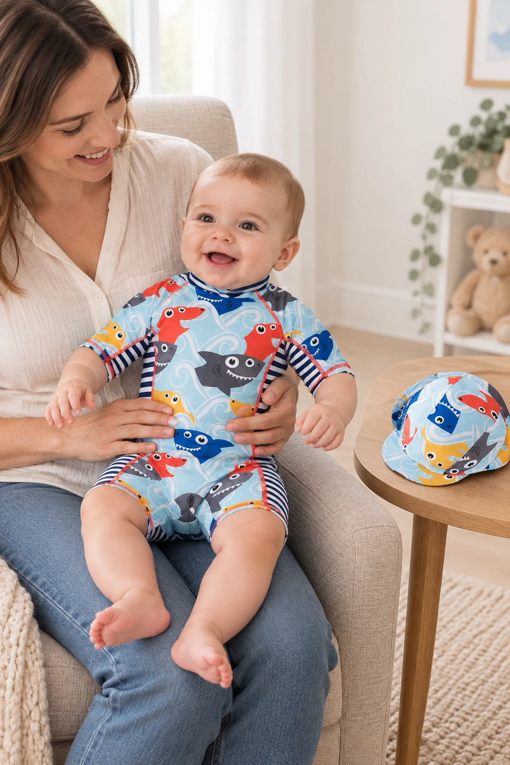 Combinaison Bebe Nageur - Requin Bleu