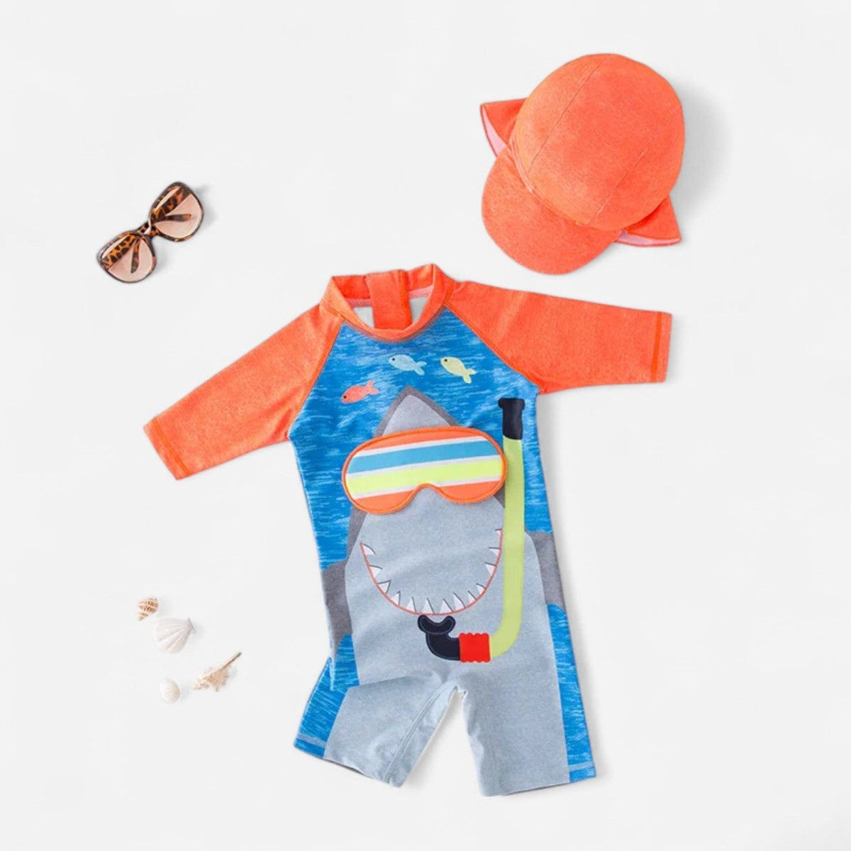 Combinaison Bebe Nageur - Requin Orange