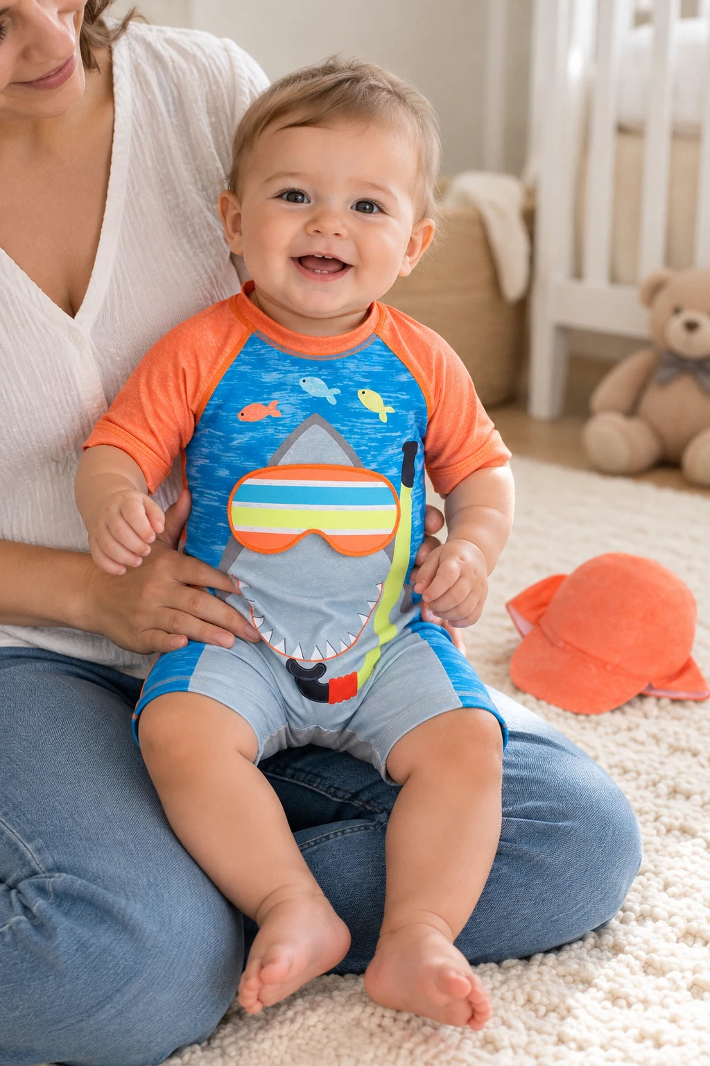 Combinaison Bebe Nageur - Requin Orange