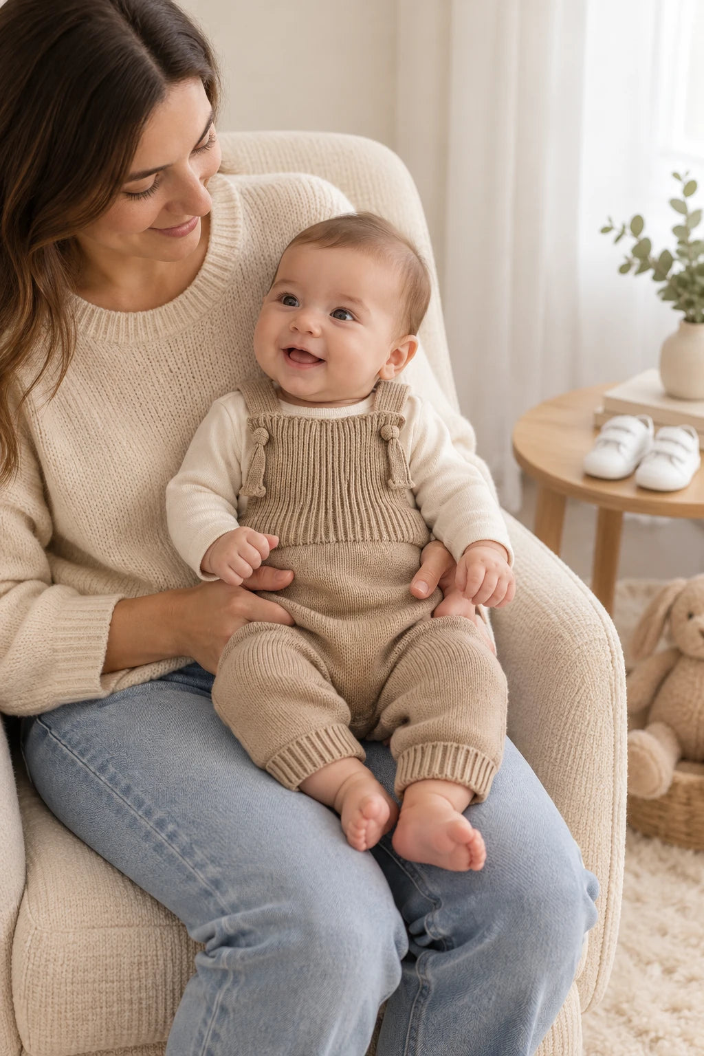 Combinaison Bebe Tricot Salopette - Marron