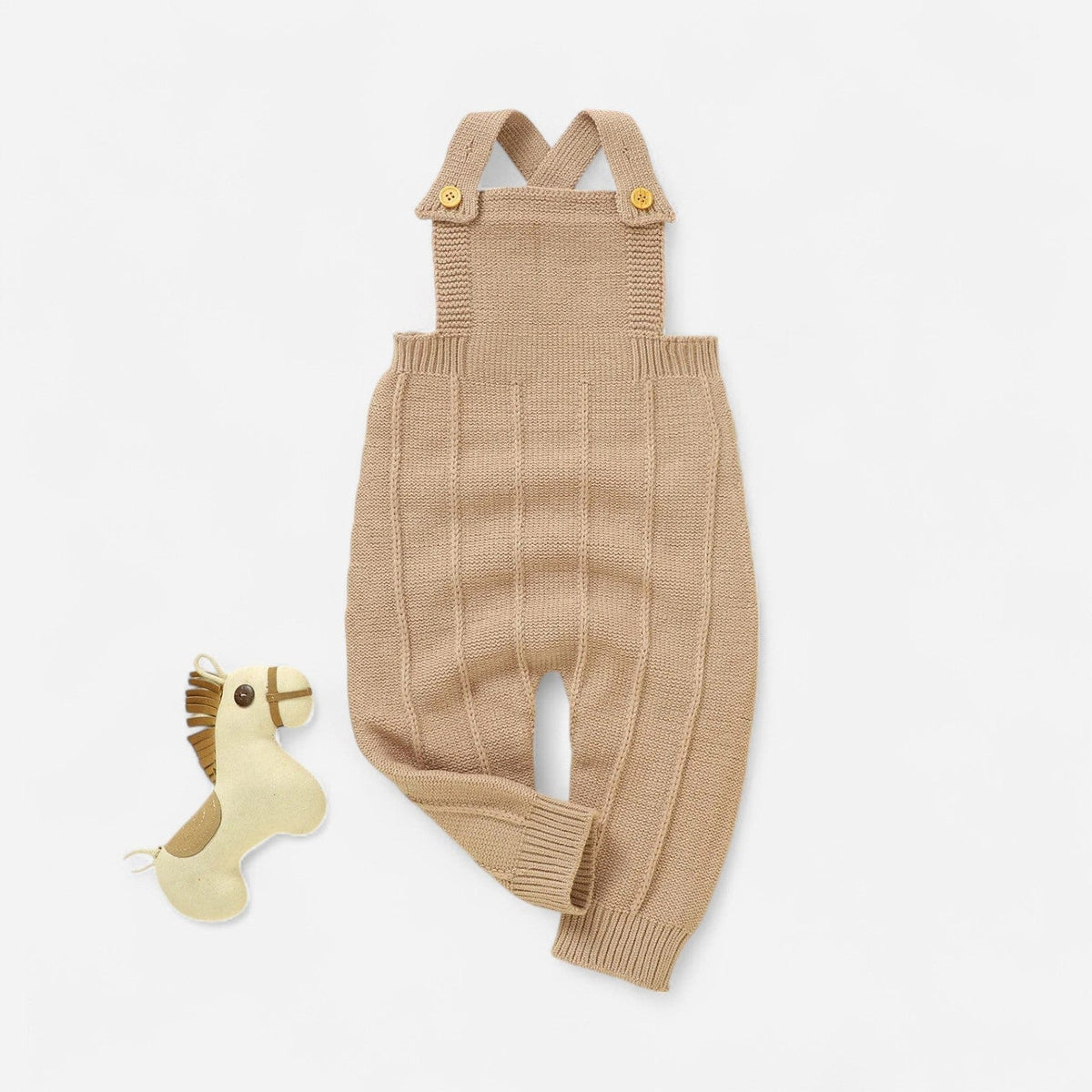 Combinaison Bebe Tricot Salopette - Marron Rayure