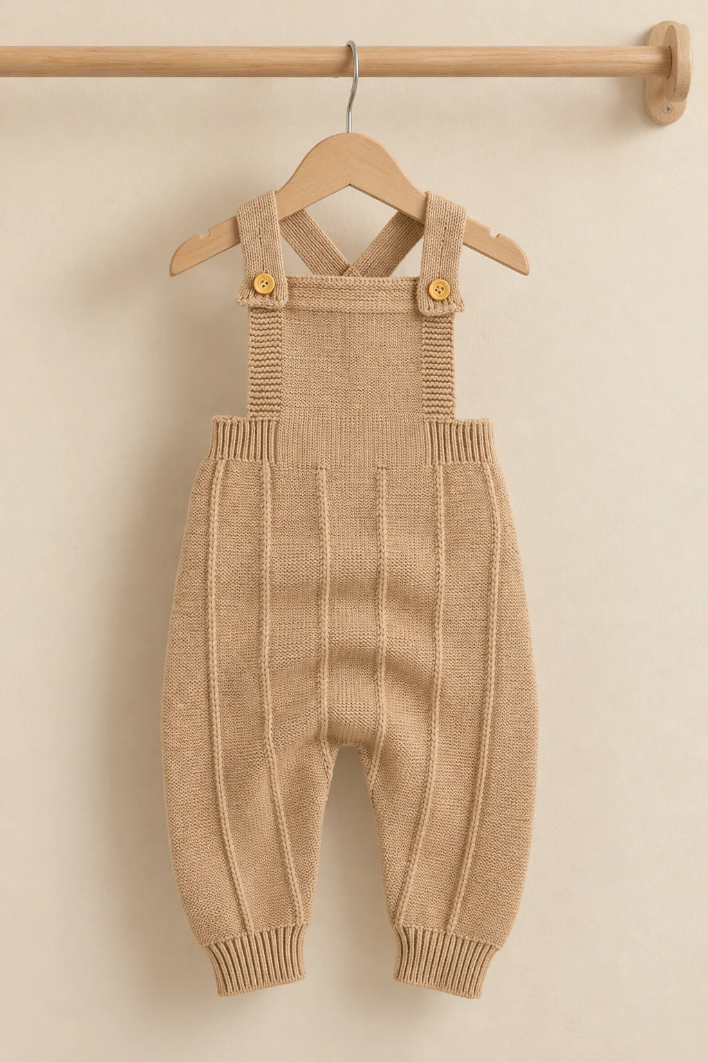 Combinaison Bebe Tricot Salopette - Marron Rayure