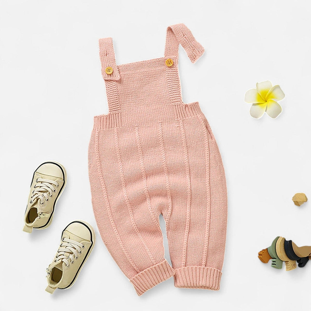 Combinaison Bebe Tricot Salopette - Rose Rayures