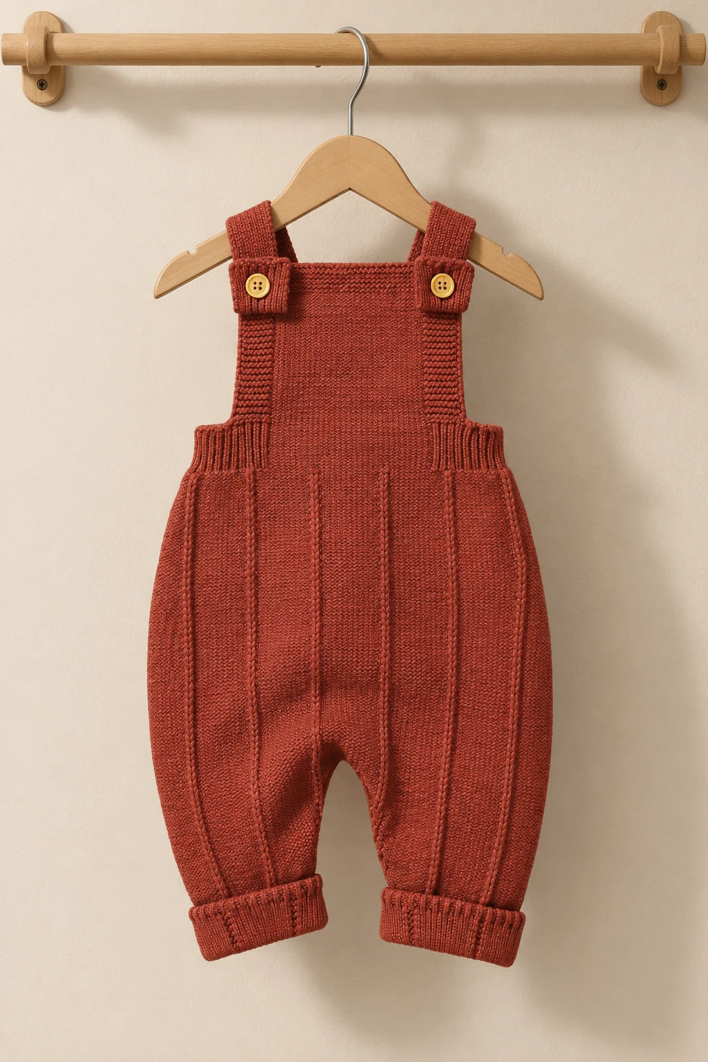 Combinaison Bebe Tricot Salopette - Rouge Rayures