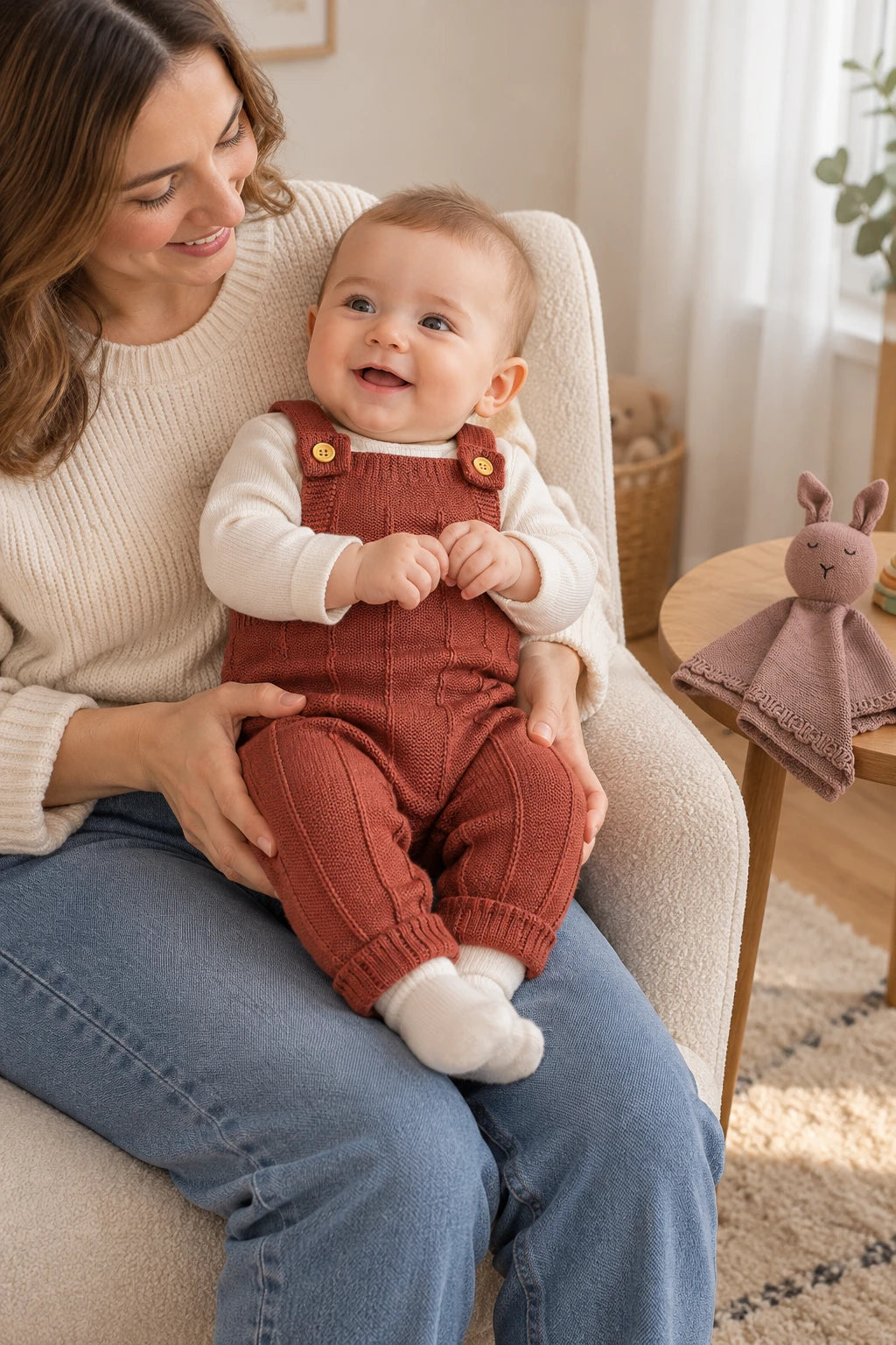 Combinaison Bebe Tricot Salopette - Rouge Rayures