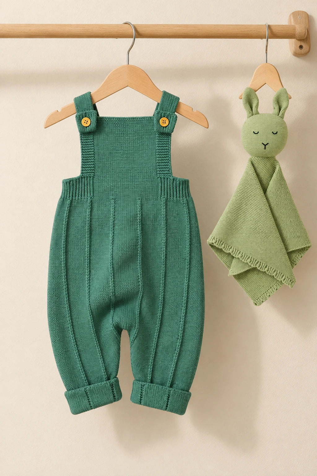 Combinaison Bebe Tricot Salopette - Vert Rayures