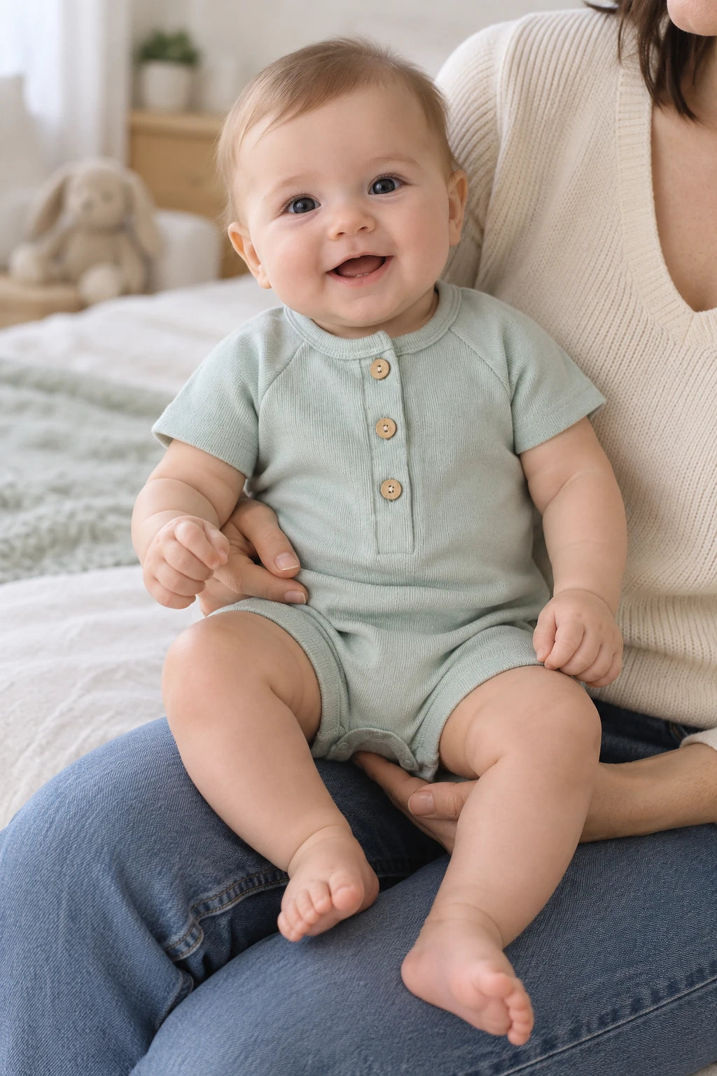Combinaison Courte Bebe - Vert Clair