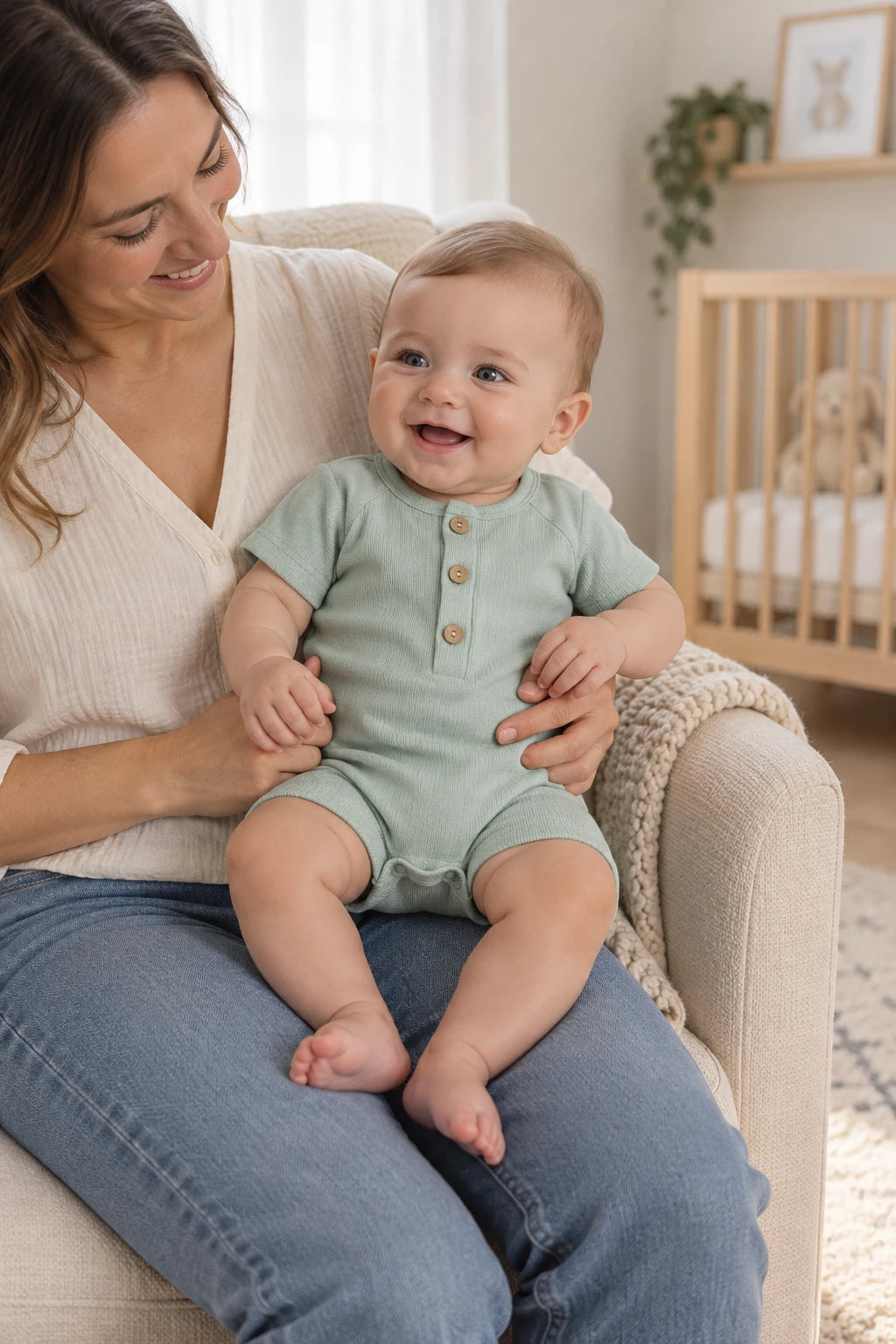 Combinaison Courte Bebe - Vert Clair