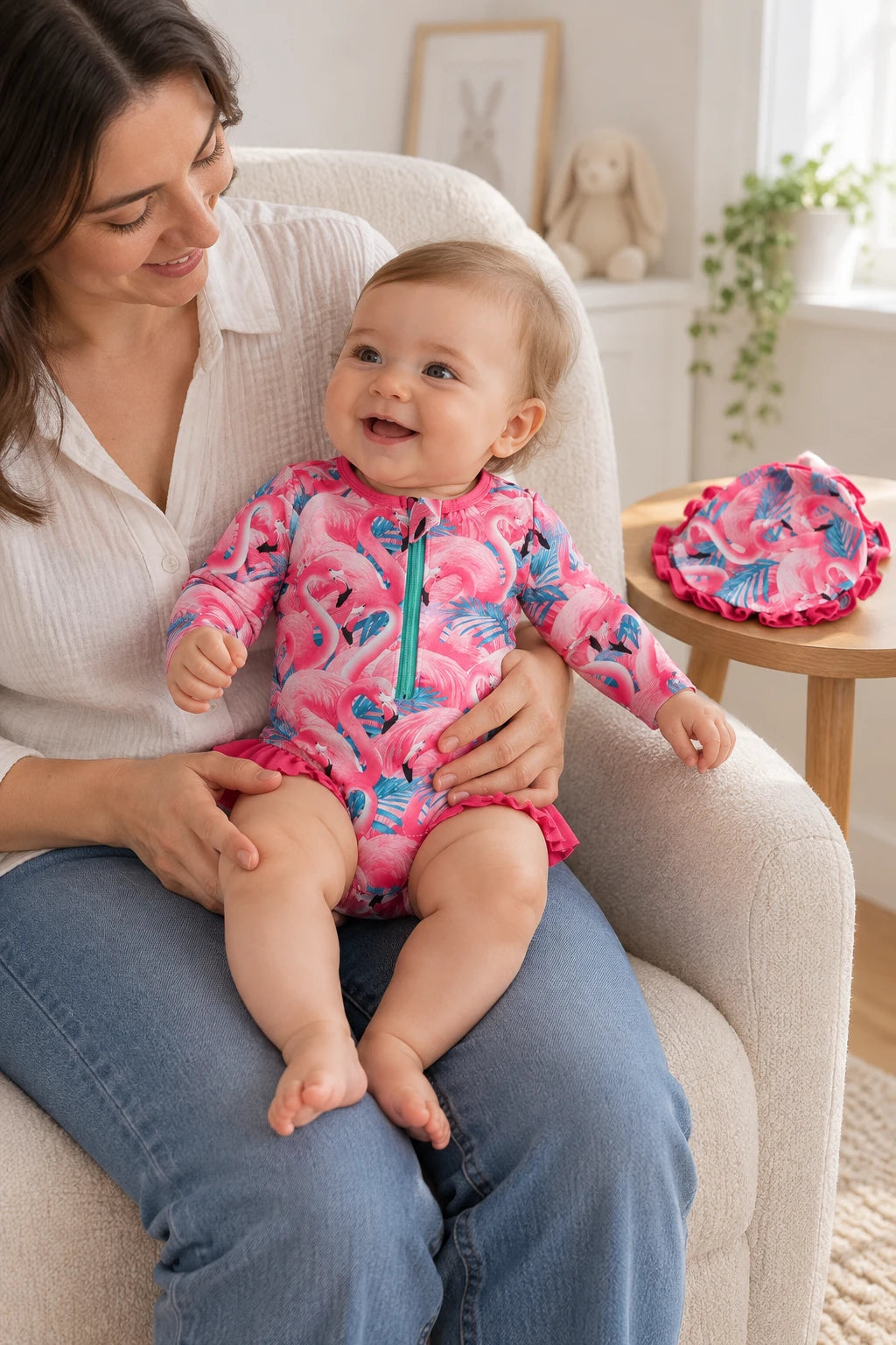 Combinaison De Bain Bebe - Flamant Rose