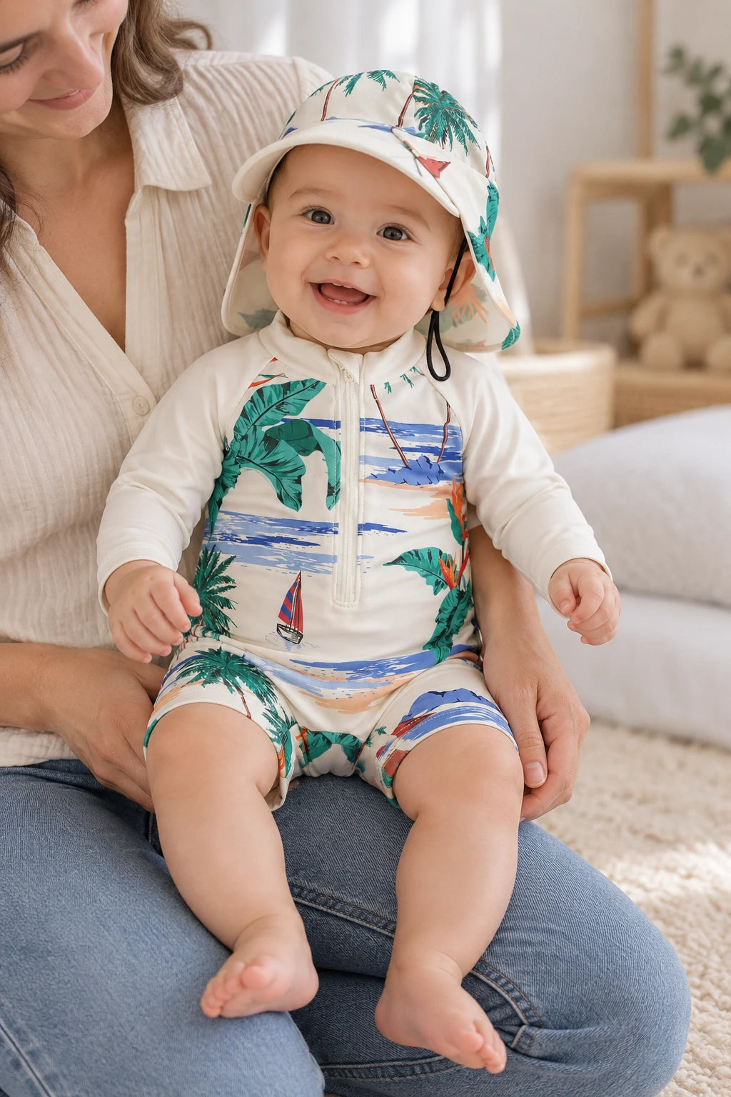 Combinaison De Plage Bebe - Blanc