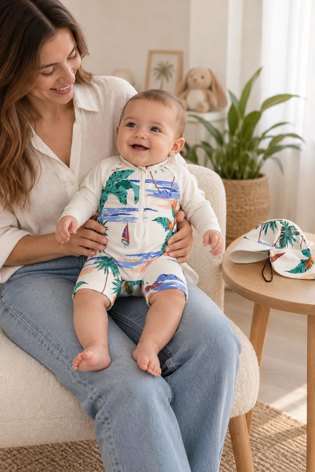 Combinaison De Plage Bebe - Blanc
