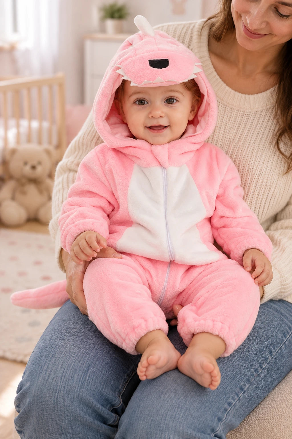 Combinaison Deguisement Bebe - Dinosaure Rose