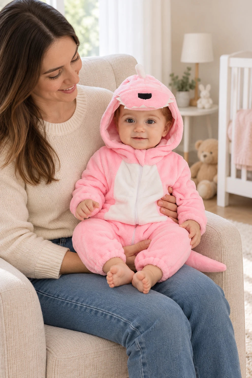 Combinaison Deguisement Bebe - Dinosaure Rose