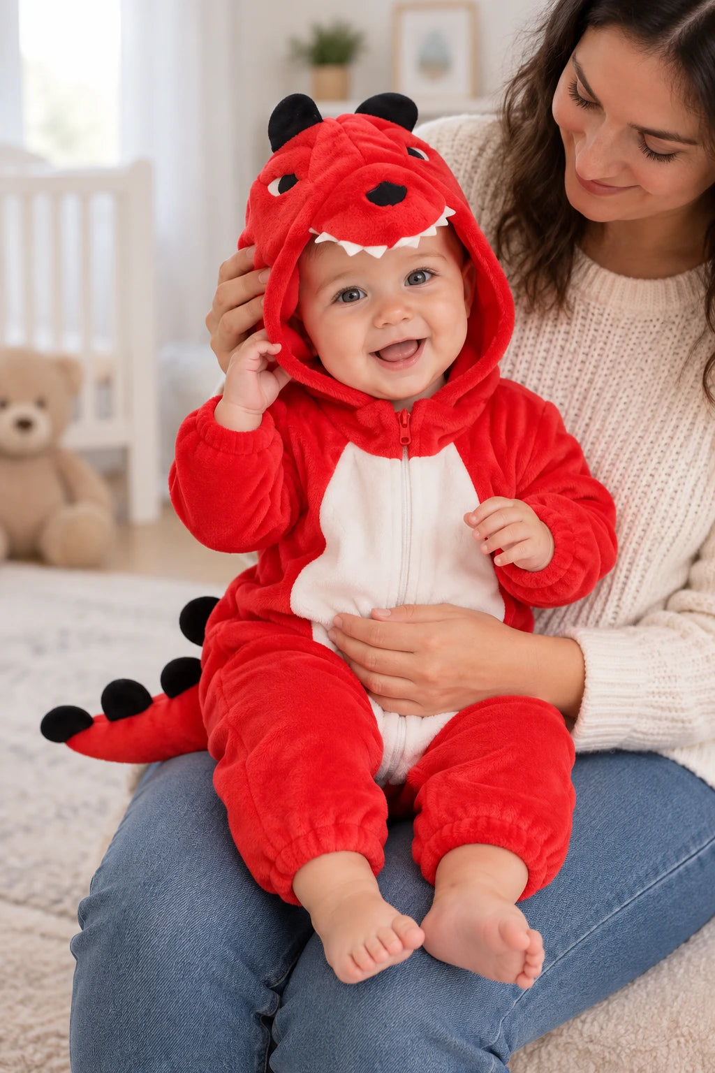 Combinaison Deguisement Bebe - Dinosaure Rouge