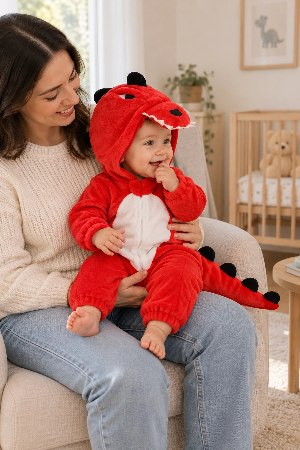 Combinaison Deguisement Bebe - Dinosaure Rouge