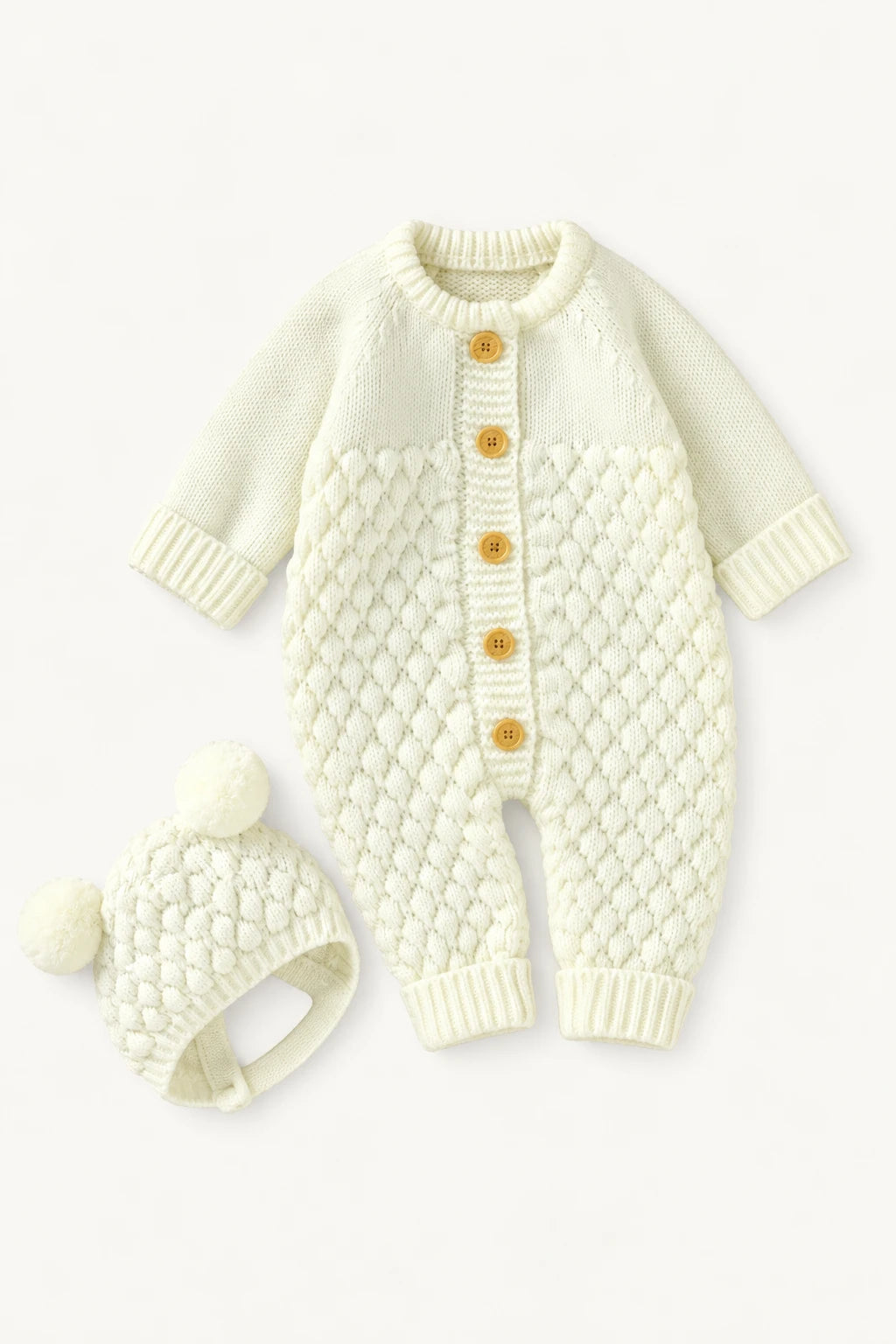 Combinaison En Tricot Bebe - Blanc