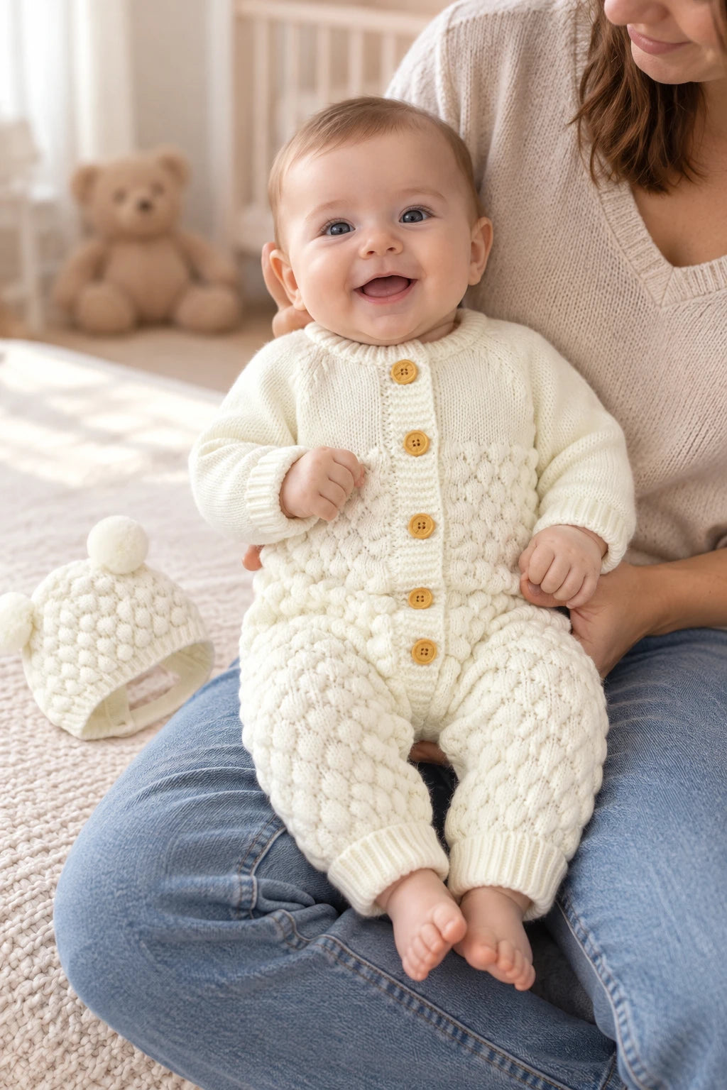 Combinaison En Tricot Bebe - Blanc