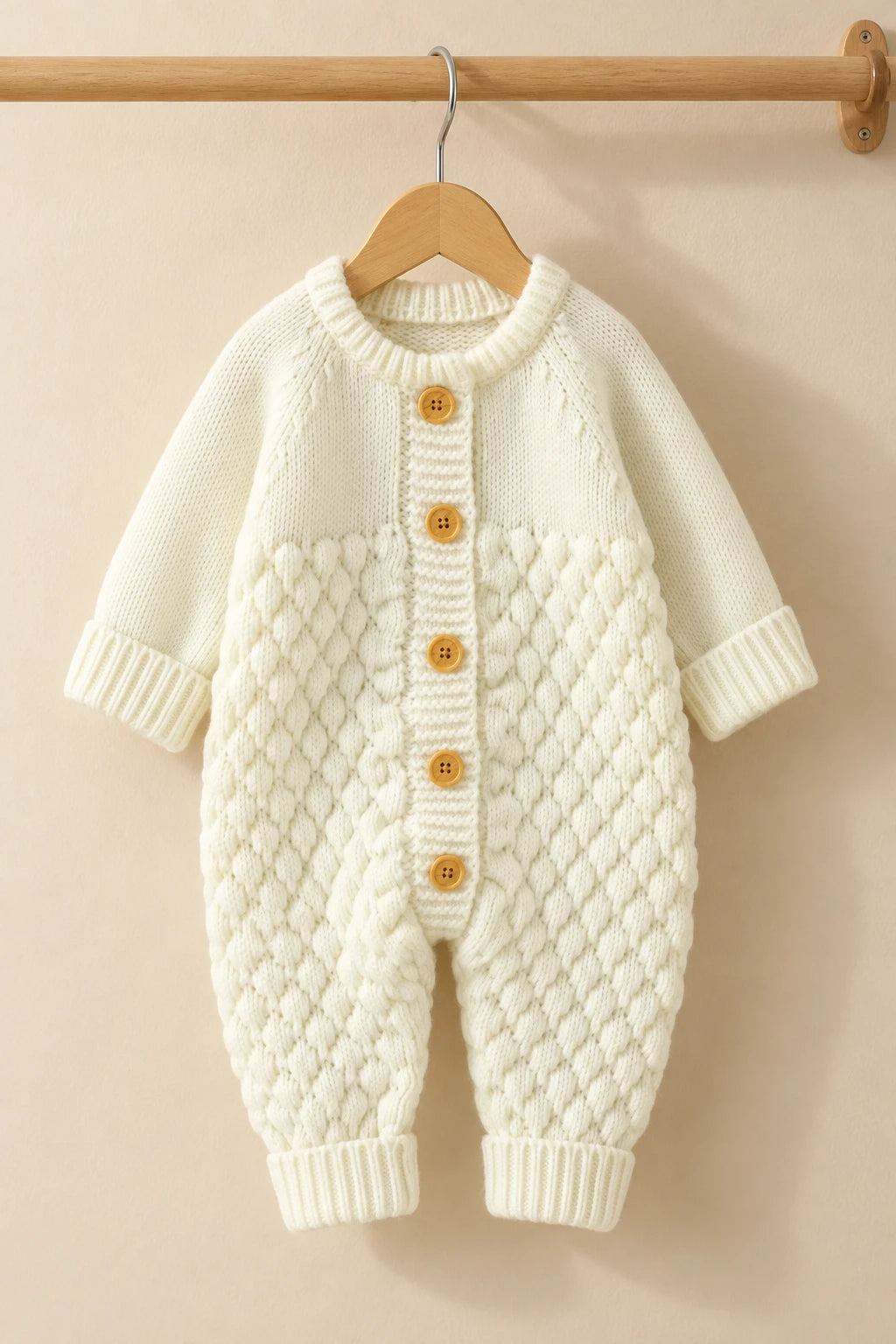 Combinaison En Tricot Bebe - Blanc