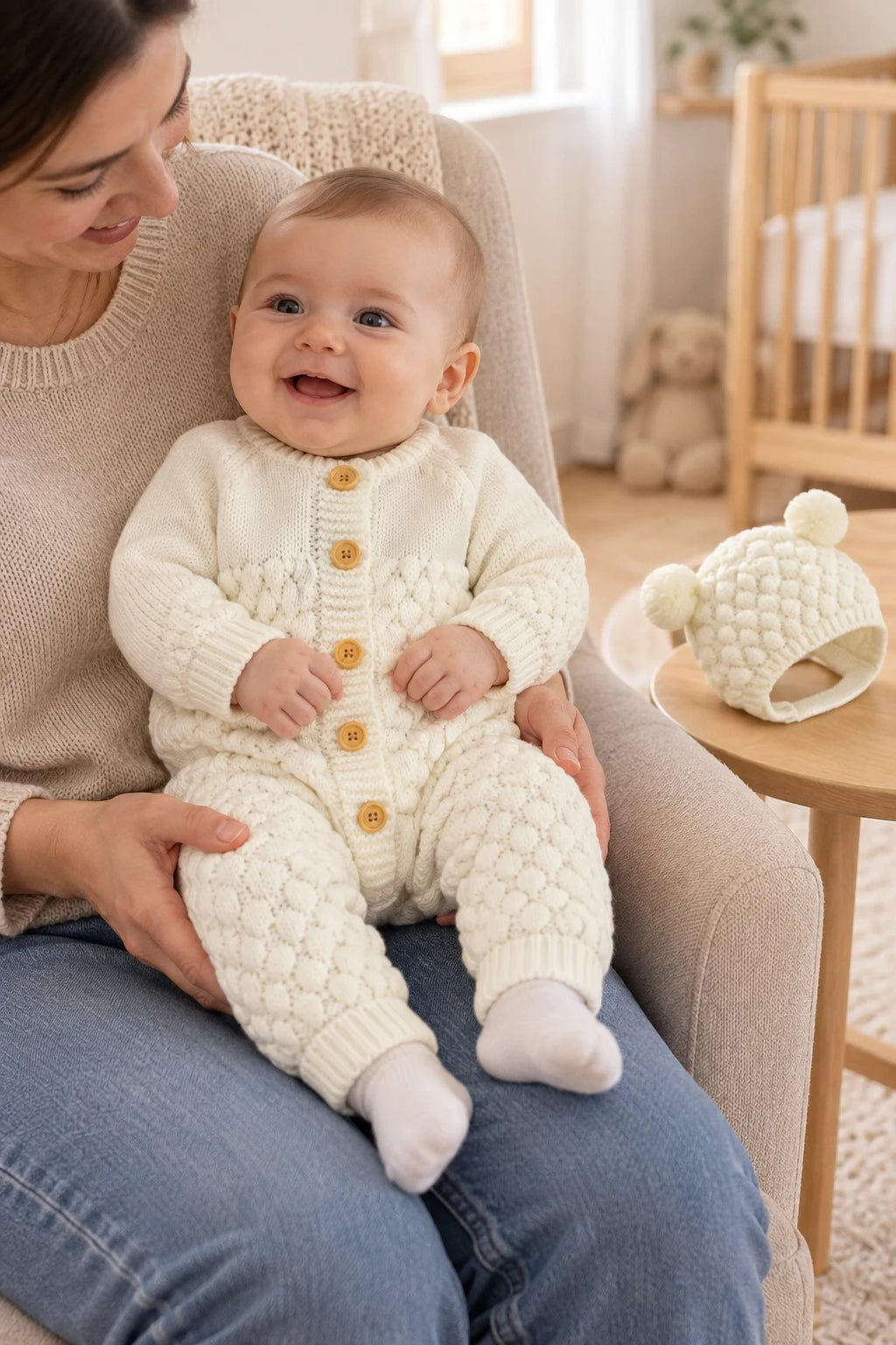 Combinaison En Tricot Bebe - Blanc