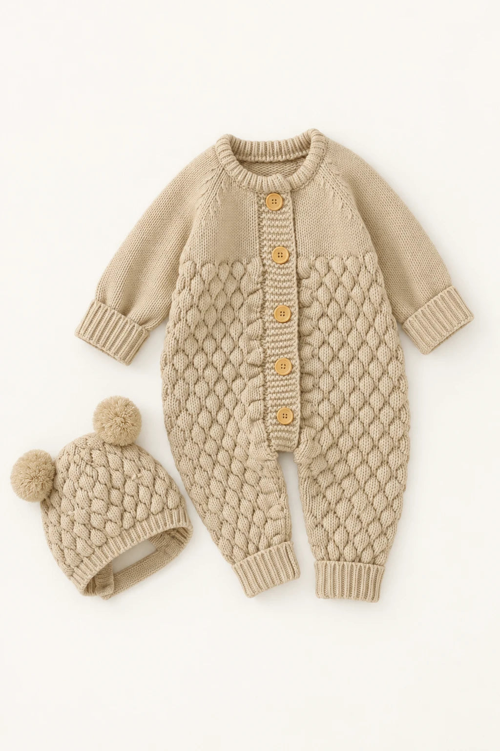 Combinaison En Tricot Bebe - Marron