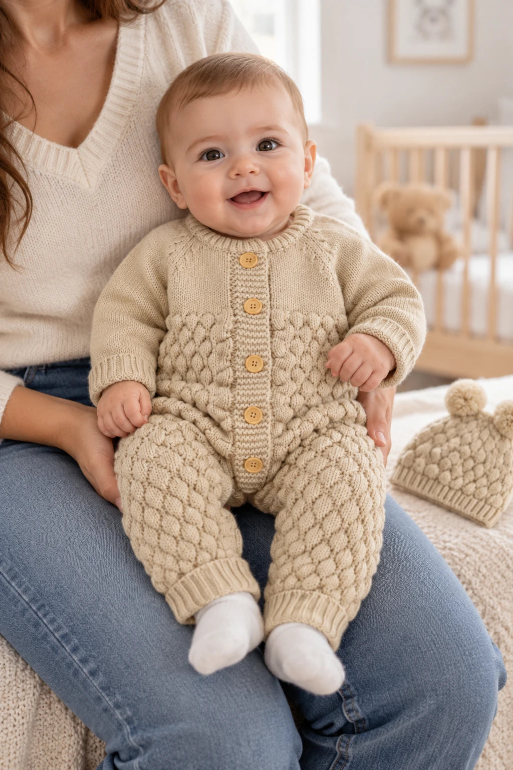 Combinaison En Tricot Bebe - Marron