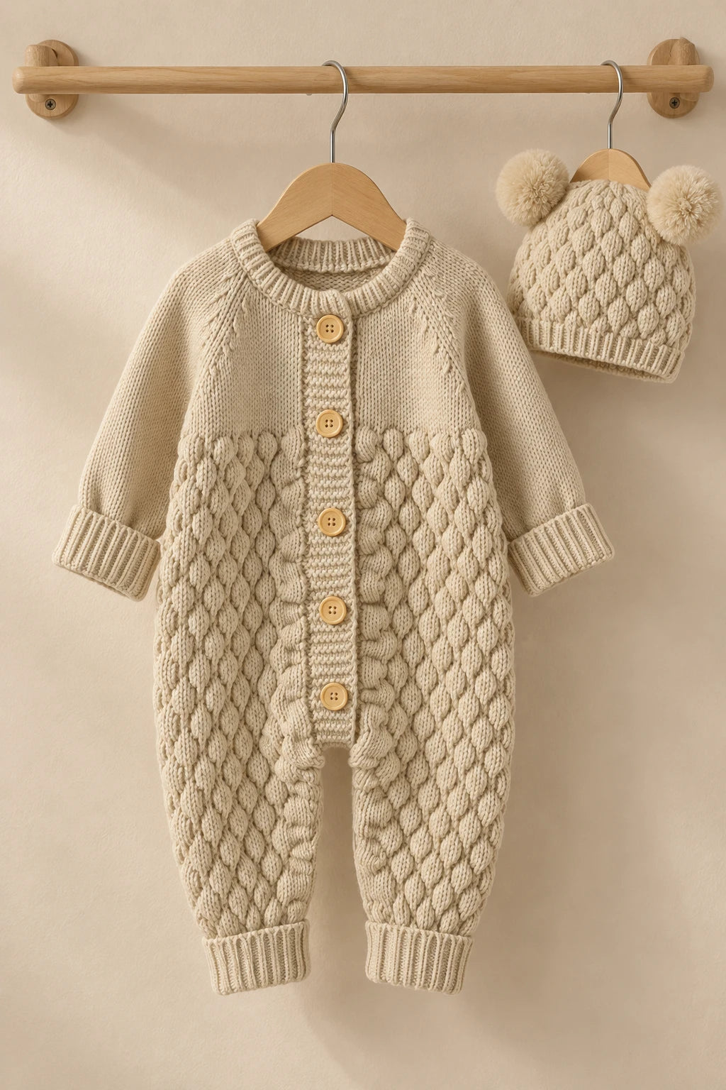 Combinaison En Tricot Bebe - Marron