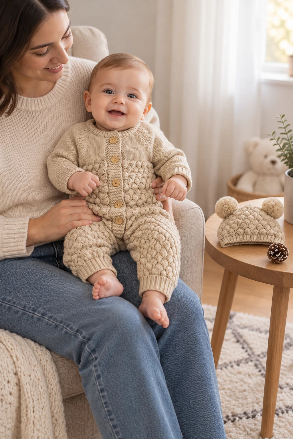 Combinaison En Tricot Bebe - Marron