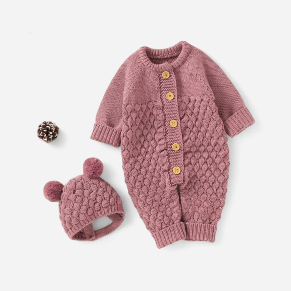 Combinaison En Tricot Bebe - Mauve