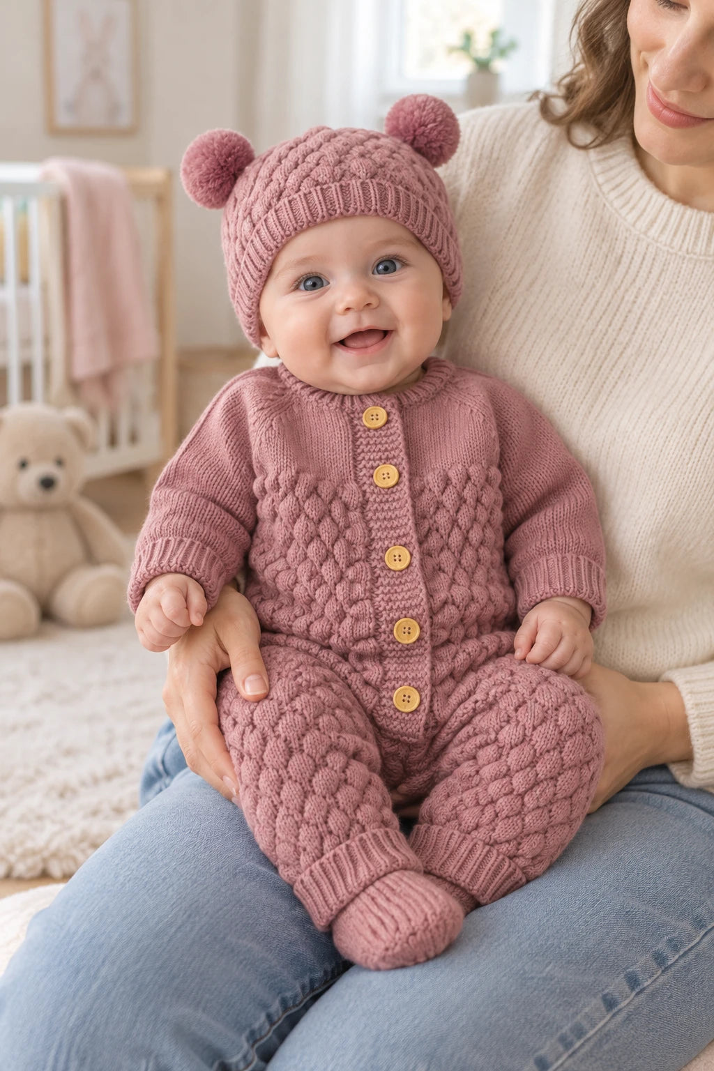 Combinaison En Tricot Bebe - Mauve